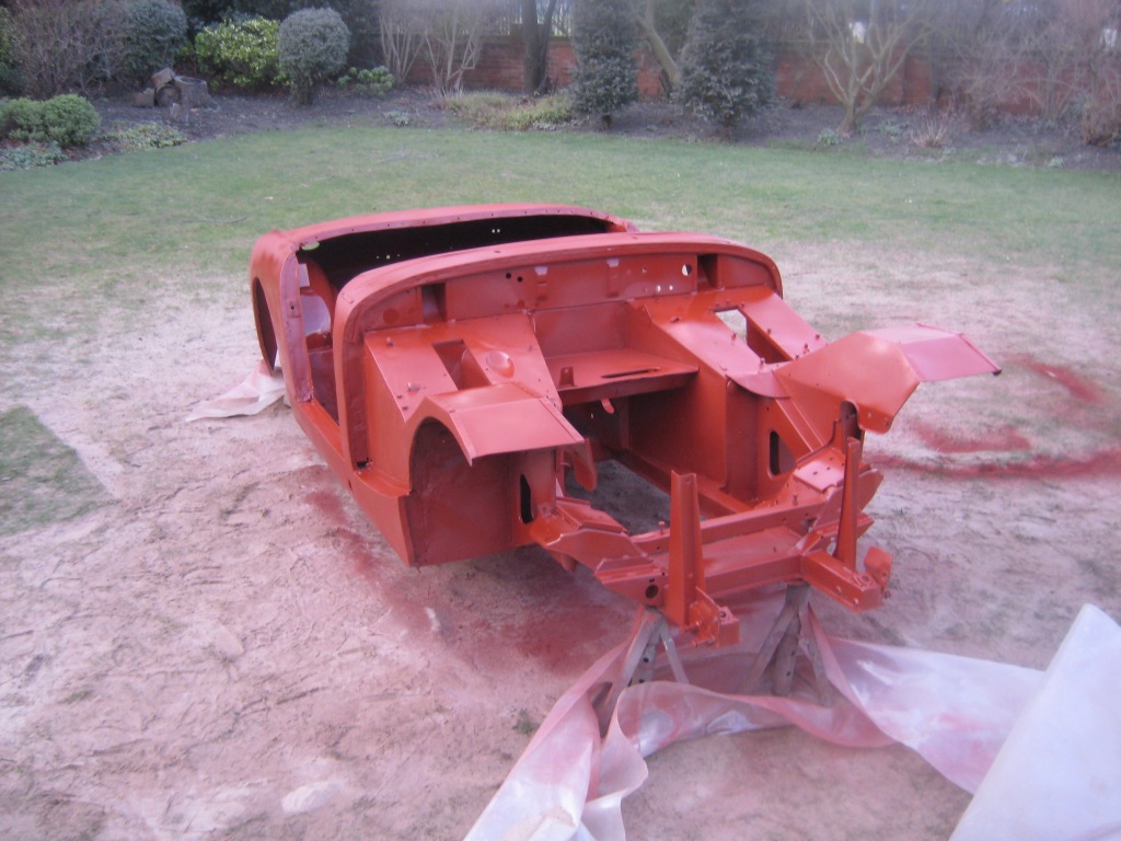 Austin Healey Shell after blasting and a coat of primer